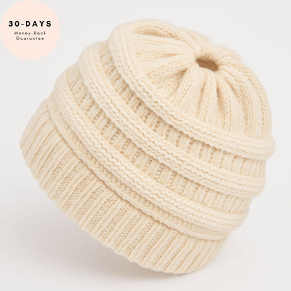Ponytail Beanie Cap – Stretchy, Stylish & Warm